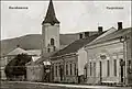 Roman Catholic church in Gura Humorului (German: Gura Humora), early 20th century