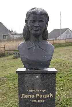 Bust of Lepa Radić in Bistrica memorial park