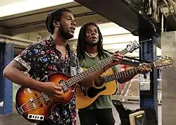 Amiri and Rahiem Taylor perform in the New York City subway in 2017