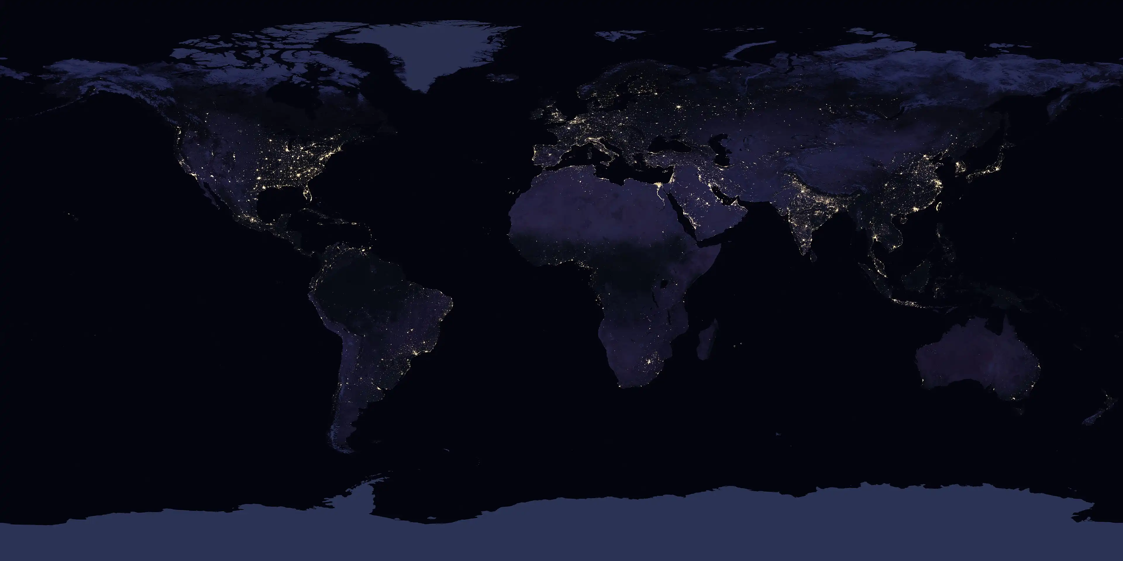 Satellite image of Earth at night