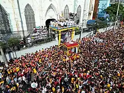 The images of Our Lady of Mount Carmel and the Black Nazarene during the 2024 Dungaw rite.