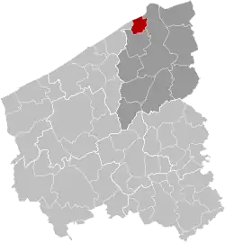 Location of Blankenberge in West Flanders