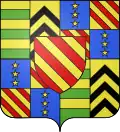 Since 1565: quartered, 1st and 4th, party Crussol, Lévis; 2nd and 3rd, counter-quartered Gourdon, Genouillac; Uzès on the whole
