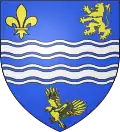 A bar gemel wavy cottised in the arms of the French commune of Berneuil-sur-Aisne