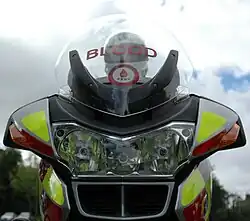 Close-up of the front of a motorbike