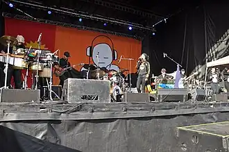 Blue King Brown performing on stage in Portland, Maine, June 2011