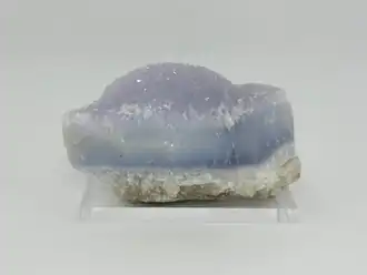 Blue lace agate with clear druzy quartz (top) and dolomite (bottom)