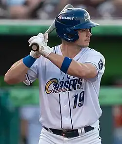 Bobby Dalbec, right handed batter with the Omaha Storm Chasers
