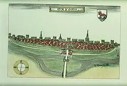 The wall and bastions depicted in a 1588 illustration
