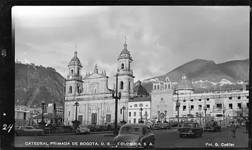 A photo of the Bogotá Cathedral in 1950