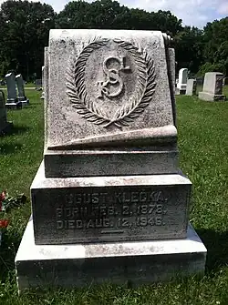 August Klecka's grave at the Bohemian National Cemetery in Baltimore.