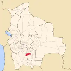 Map of Bolivia, with José María Linares province in red