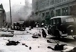 Bombing in Nanjing Road between the Palace and Cathay Hotels, August 14, 1937