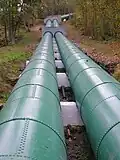 The pipes supplying water from the Clyde to Bonnington hydroelectric power station which run past the pavilion.