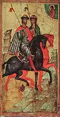 Icon of Saints Boris and Gleb on horseback. Moscow, mid 14th century (Tretyakov Gallery).