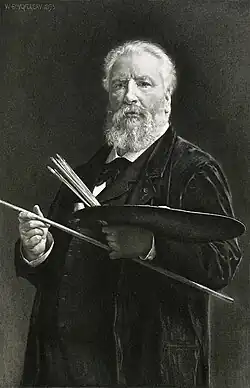 William-Adolphe Bouguereau holding painting implements