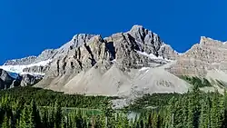A view of Bow Lake and Crowfoot Mountain