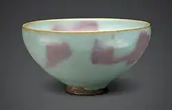 Jun wheel-thrown stoneware bowl with blue glaze and purple splashes, Jin dynasty, 1127–1234
