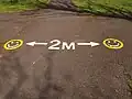 Two-metre marking for visitors to Bram Stoker Park in Marino, Dublin.