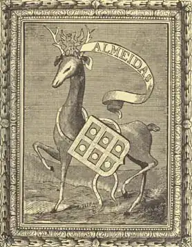 The arms of Almeida from Anselmo Braamcamp Freire's "Salões da Sala de Sintra"