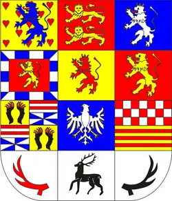 coats of arms of the duchy of Brunswick (-Wolfenbüttel) (1634–1918); coats of arms of the electorate of Brunswick-Lüneburg;