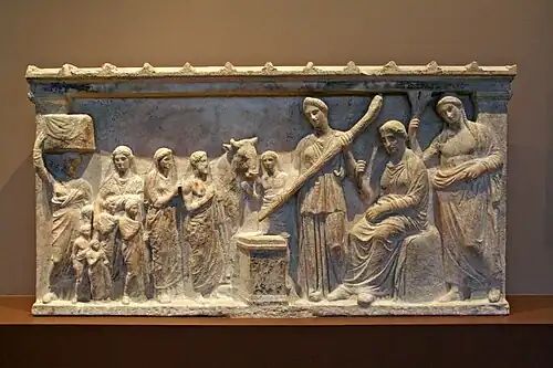 Leto seated, relief from Brauron