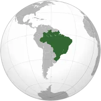 Map of South America with Brazil highlighted in green