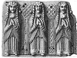 Female figures on the middle left (plaque 4)