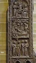 Stall wing, ascendingly: announcement, birth and adoration of Jesus