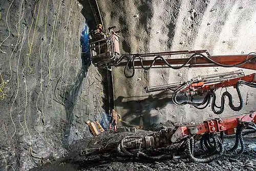 Loading explosive for blasting the Wolf access tunnel