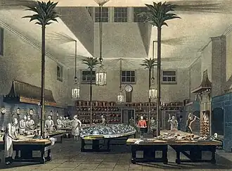 Kitchen with palm tree cast iron columns, Royal Pavilion, Brighton, c. 1820