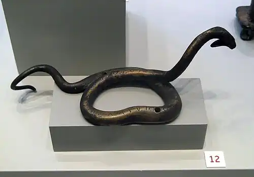 5th-century BC Bronze statuette of a serpent, with an inscription to Meilichios