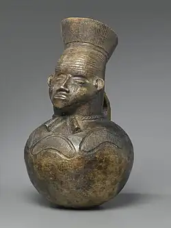 Anthropomorphic pot; early 20th century; pottery; 40.0 × 24.0&nbsp;cm (153⁄4 × 91⁄2 in.); by Mangbetu people; Brooklyn Museum (New York City)