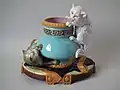Cats Vase, coloured glazes, c. 1875