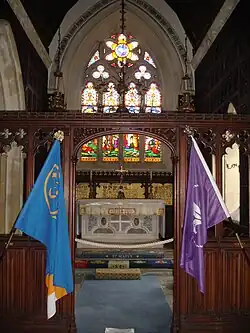 Scouting and Guiding flags in St Mary's Church, Brownsea Island