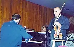 Venuti (right) with the Bubba Kolb Trio at the Village Jazz Lounge, Walt Disney World, in 1978