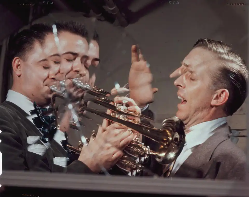 Childers (left) and Stan Kenton, ca. 1947.