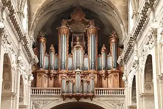 The Cavaillé-Coll organ of the cathedral of Nancy, featured the first 32′ Bombarde in France. (France)