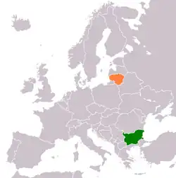 Map indicating locations of Bulgaria and Lithuania