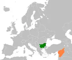 Map indicating locations of Bulgaria and Syria