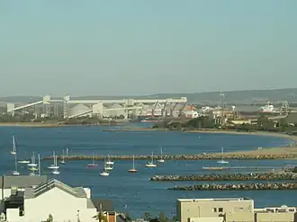 Bunbury port viewed from the Bunbury city centre