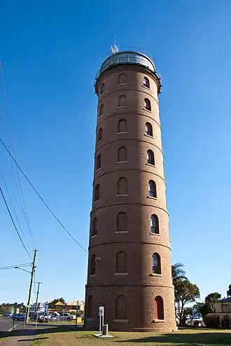 View looking West. The East Water Tower was erected in 1901–1902 to provide suitable water pressure as part of Bundaberg's new reticulated water system.