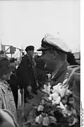 Giessler and the crew of U-455 returning from patrol in June 1942 in St. Nazaire