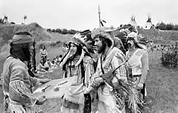 Image 12Eastern German reenacters at an Indianistikmeeting in Schwerin, 1982. The popular image of Native Americans made Native American living history quite popular in East Germany. (from Culture of East Germany)