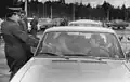 East German border guards checking vehicles at the checkpoint in Drewitz in March 1972 after the easing of travel restrictions into East Germany