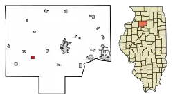 Location of Buda in Bureau County, Illinois.