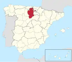 Map of Spain with Burgos highlighted