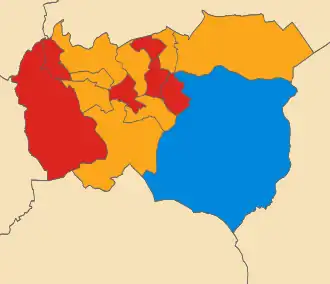 2010 &nbsp;&nbsp;Liberal Democrats: 9 &nbsp;&nbsp;Labour Party: 6 &nbsp;&nbsp;Conservative Party: 1