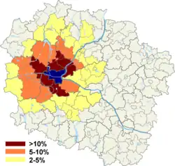 Map of the work commutes to the city of Bydgoszcz[1]
