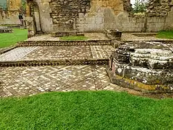 The tiled south transept floor